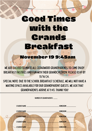 Annual Grandparent breakfast 11/19 9:45am